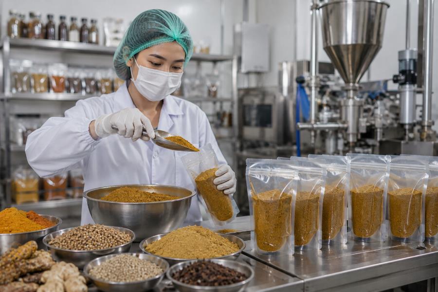 Alur Produksi Bumbu Bubuk dari Dapur Maklon ke Kemasan Siap Jual